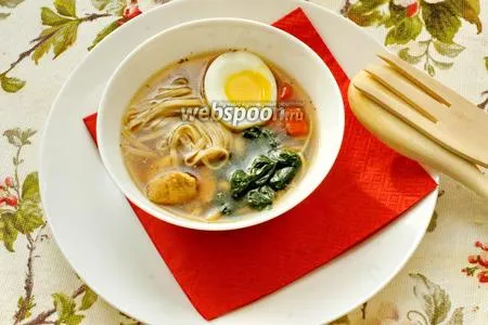 Фото рецепта Японский суп с гречневой лапшой