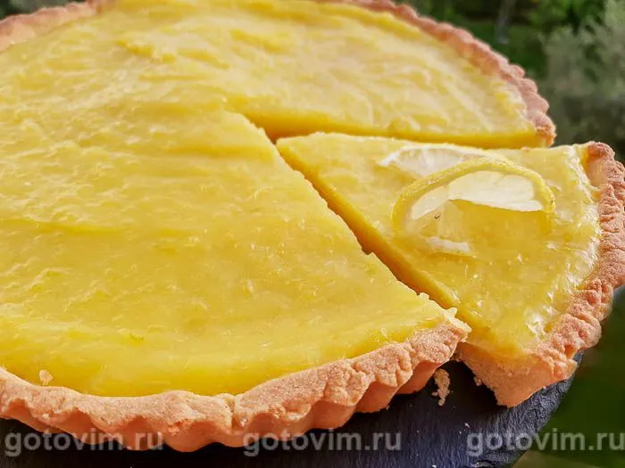 Французский песочный пирог с заварным лимонным кремом (tarte au citron). Фотография рецепта