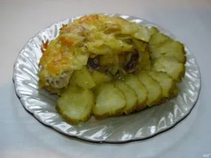 Картошка с грибами и сыром в духовке - фото шаг 8