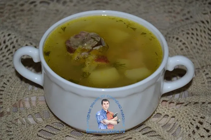 Суп из красной чечевицы с копченостями 
