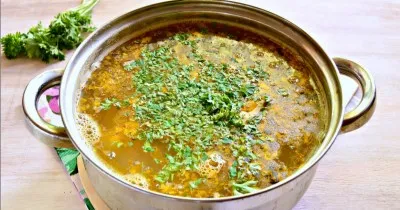 Рыбный суп с пшеном из семги