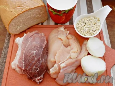 Ингредиенты для приготовления котлет из свинины и курицы