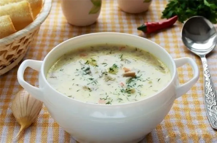 Вкусный суп с плавленным сырком