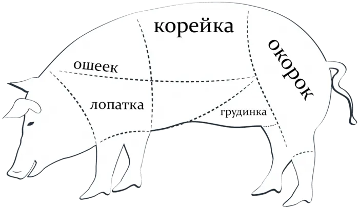 Части свиньи для азу