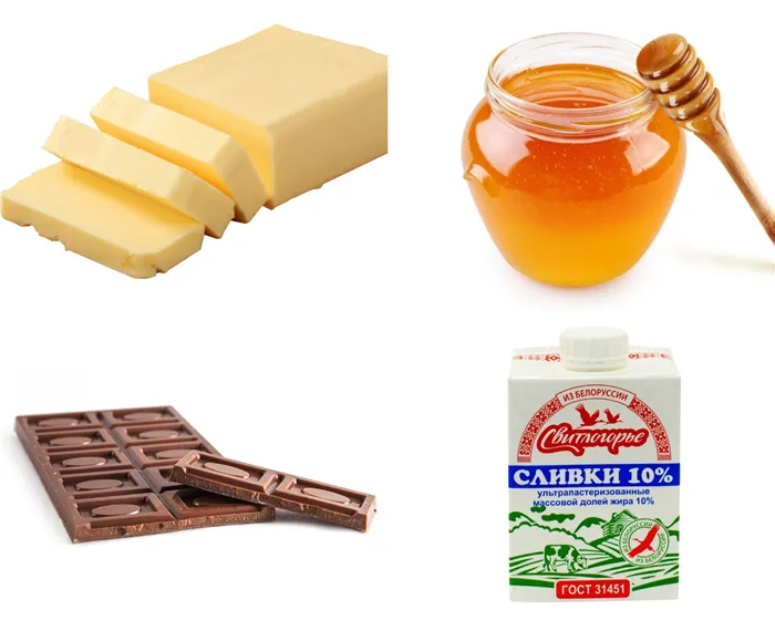 Ингредиенты для ганаша с медом