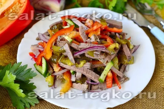 Рецепт салата с отварной говядины 