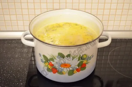 Фото: Шаг 8: За 10 минут до окончания варки картофеля, выложить в суп брокколи и обжаренные овощи