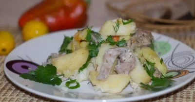 Свинина с патиссоном картошкой болгарским перцем в рукаве