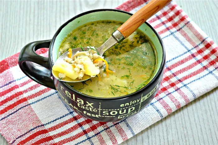Фото рецепта - Куриный суп с овсяными хлопьями - шаг 7