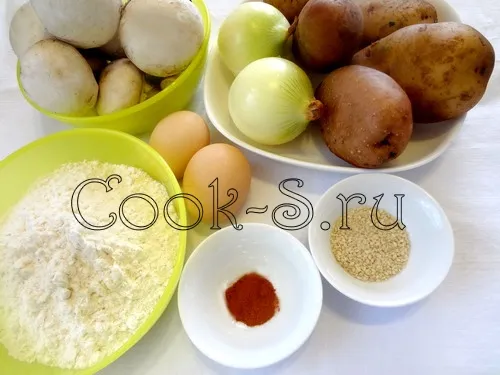 картофельный рулет с грибами - ингредиенты
