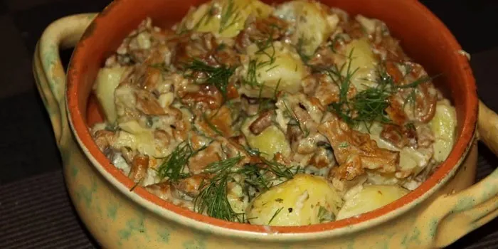 Грибы с картофелем в сметанном соусе