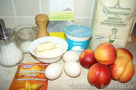 Приготовление рецепта Персиковый пирог с заливкой шаг 1