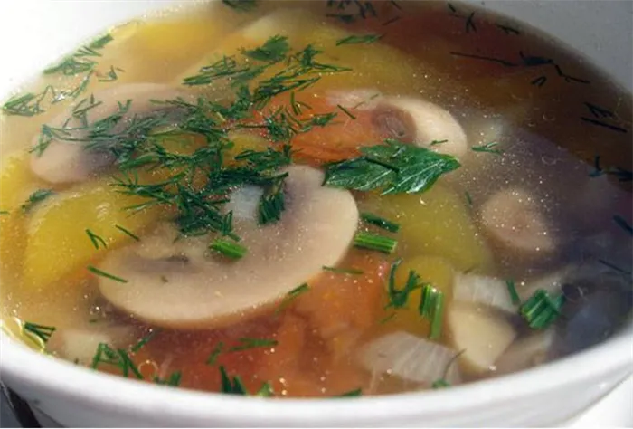 Суп с консервированными грибами