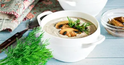 Грибной суп пюре из шампиньонов со сливками классический