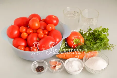 Маринованные помидоры в овощной заливке на зиму. Шаг 1
