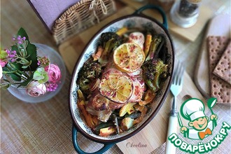 Рецепт: Морской окунь, запечённый с овощами
