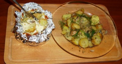 Картошка с шампиньонами и луком в духовке