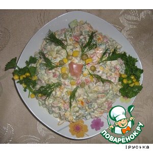 Рецепт: Салат пикантный с копченой рыбой