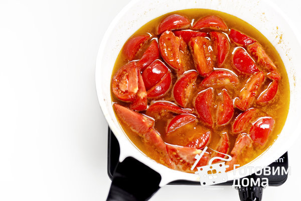Паста с креветками, базиликом и помидорами фото к рецепту 3