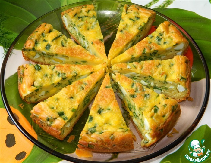 Рецепт: Пирог с яйцами и зеленым луком