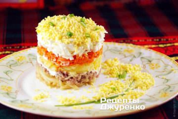 Фото рецепта салат мимоза с сардиной
