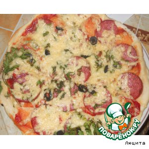 Рецепт: Пицца домашняя на тонком тесте