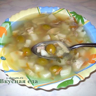 Суп куриный с вермишелью и оливками