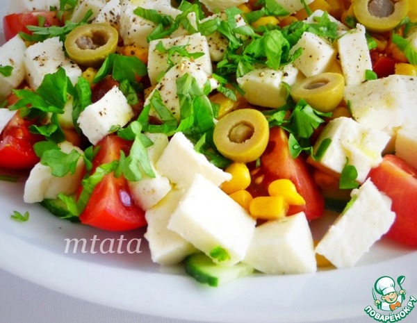 Кукурузный салат с сыром моцарелла