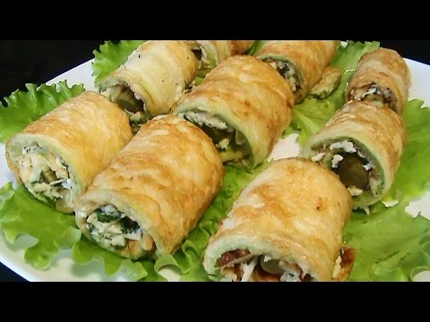 Рулетики из кабачков с сыром