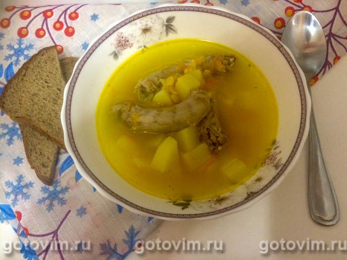 Гороховый суп с куриными шейками. Фотография рецепта