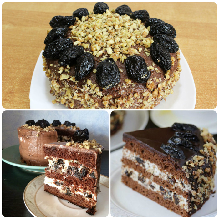 шоколадно-ореховый торт с черносливом рецепт