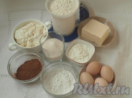 Ингредиенты для приготовления творожного торфяного пирога 