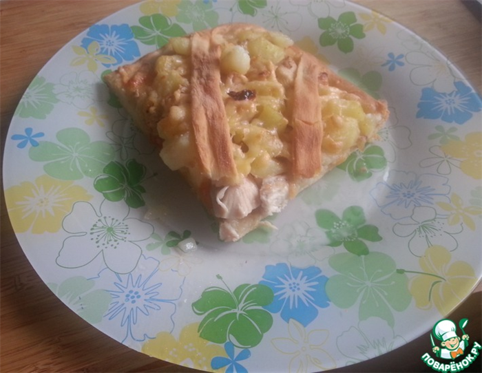 Рецепт: Открытый пирог с курицей и картошкой