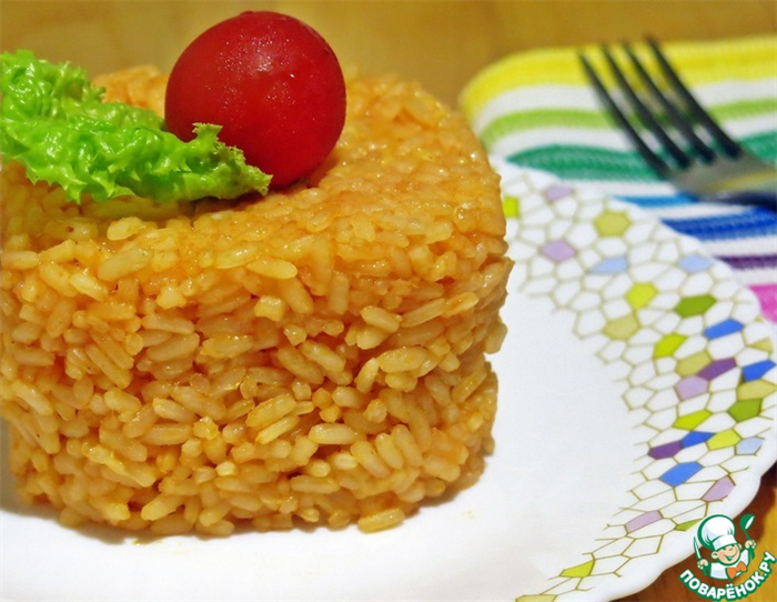 Рецепт: Гарнир Томатный рис с сыром