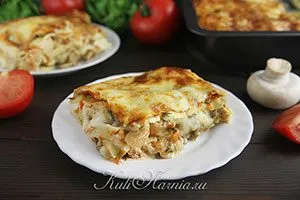 Лазанья с курицей и грибами рецепт