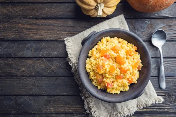 millet with sweet pumpkin - Пшённая постная каша с тыквой