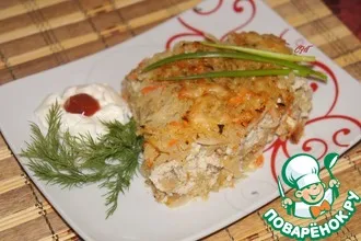 Рецепт: Запеканка из капусты с куриным фаршем